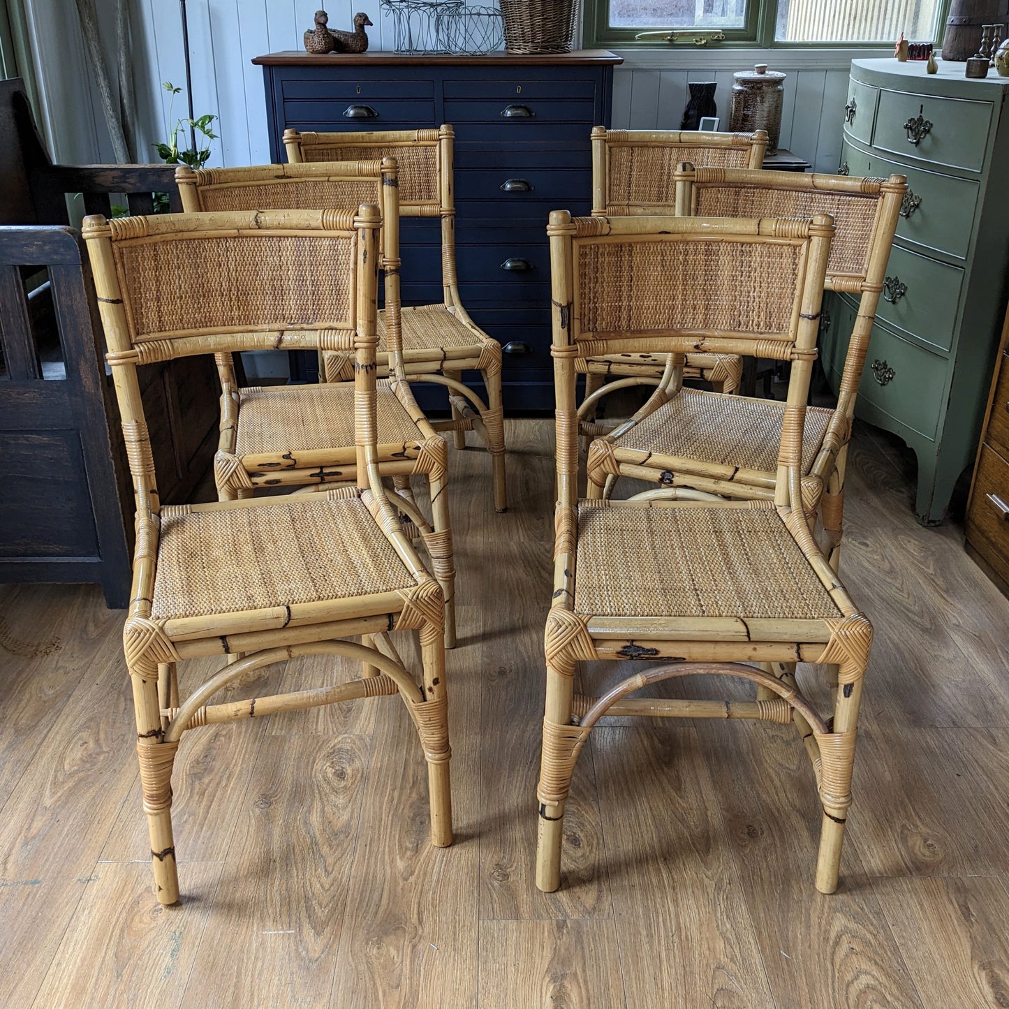 Mid Century Bamboo Dining Chairs