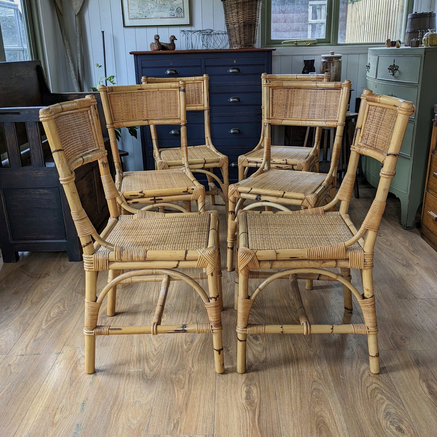 Mid Century Bamboo Dining Chairs