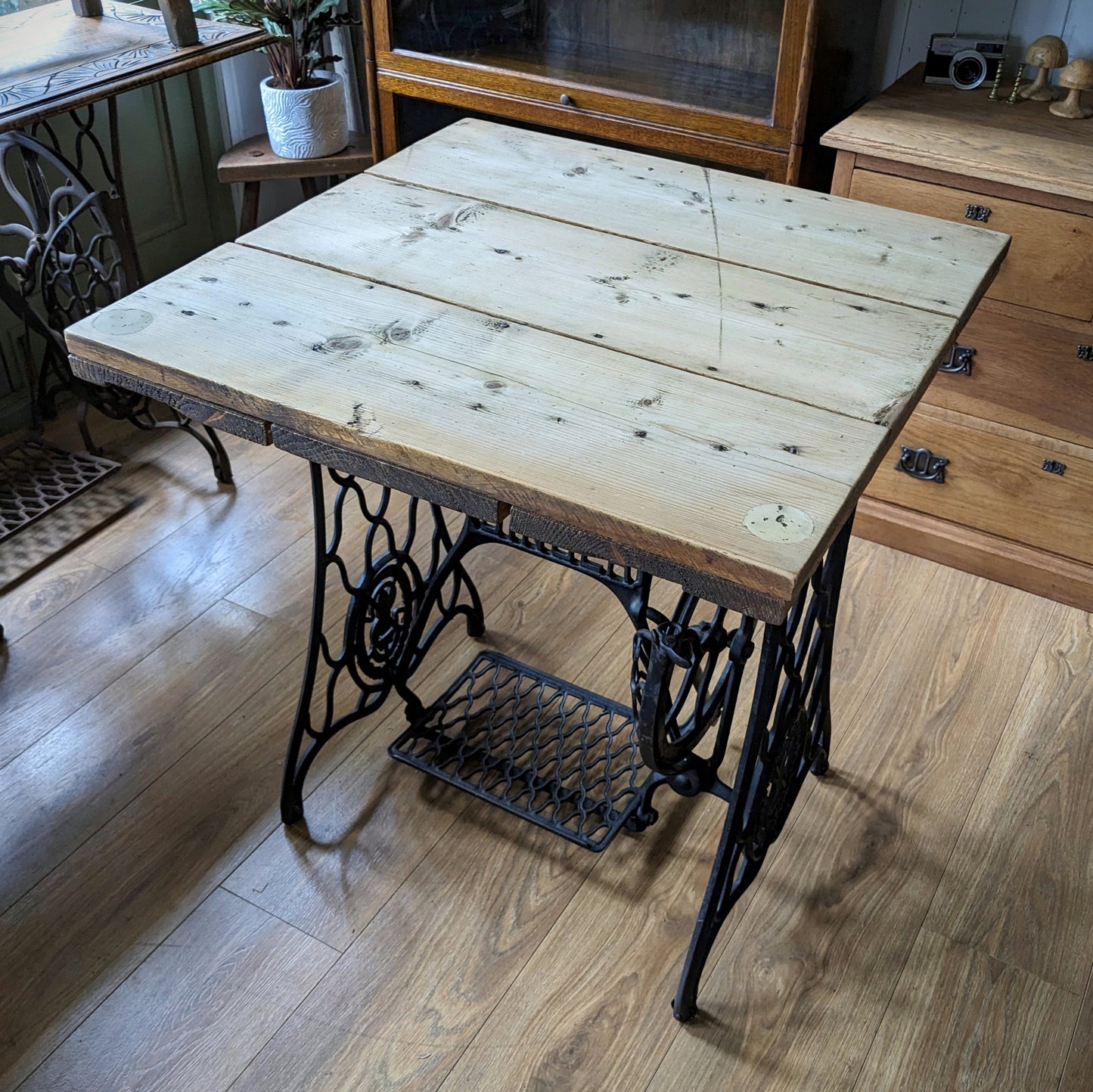 Antique Singer Table with Reclaimed Top