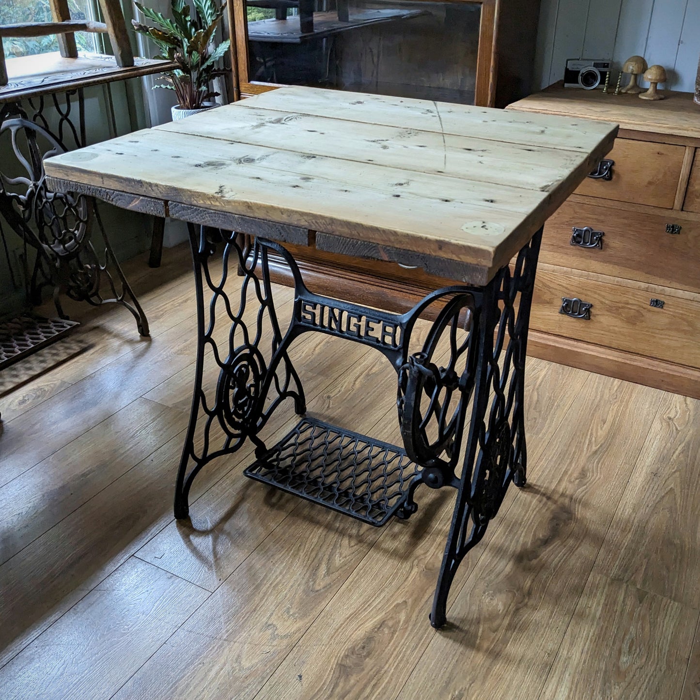 Antique Singer Table with Reclaimed Top