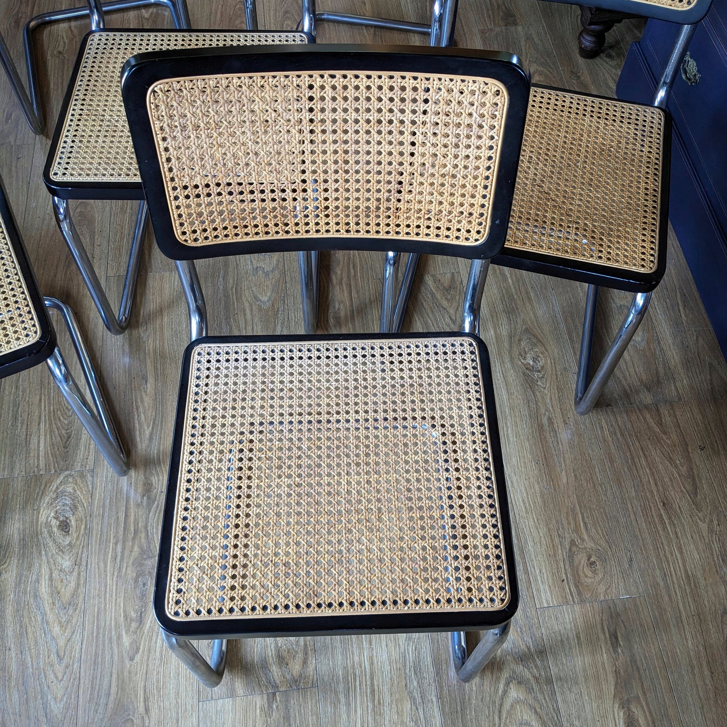 Mid Century Chrome and Rattan Dining Chairs