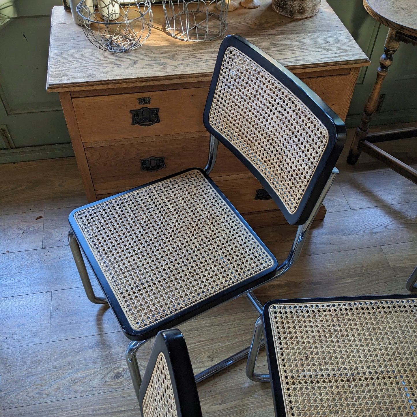 Mid Century Chrome and Rattan Dining Chairs