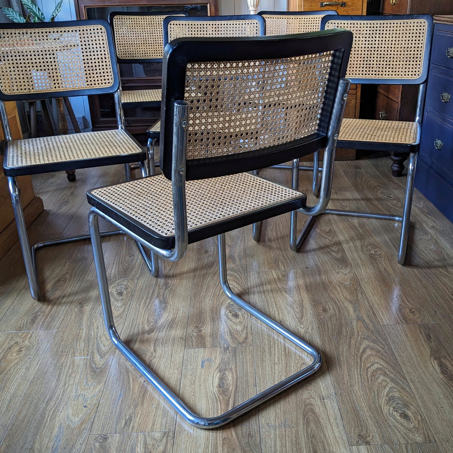 Mid Century Chrome and Rattan Dining Chairs