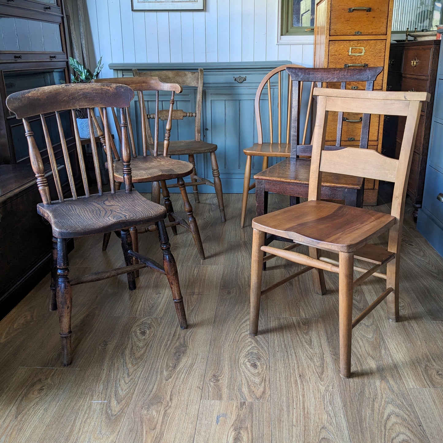 Set of Six Mix and Match Antique Dining Chairs