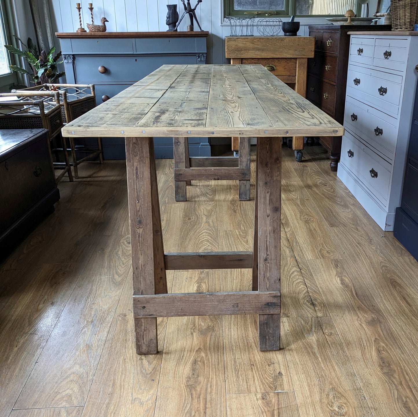 Vintage Pine Trestle Table