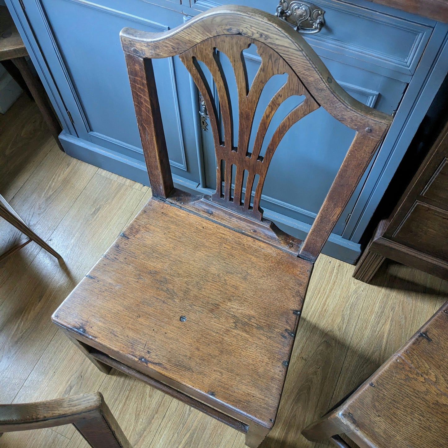 Four Georgian Oak Country Chairs