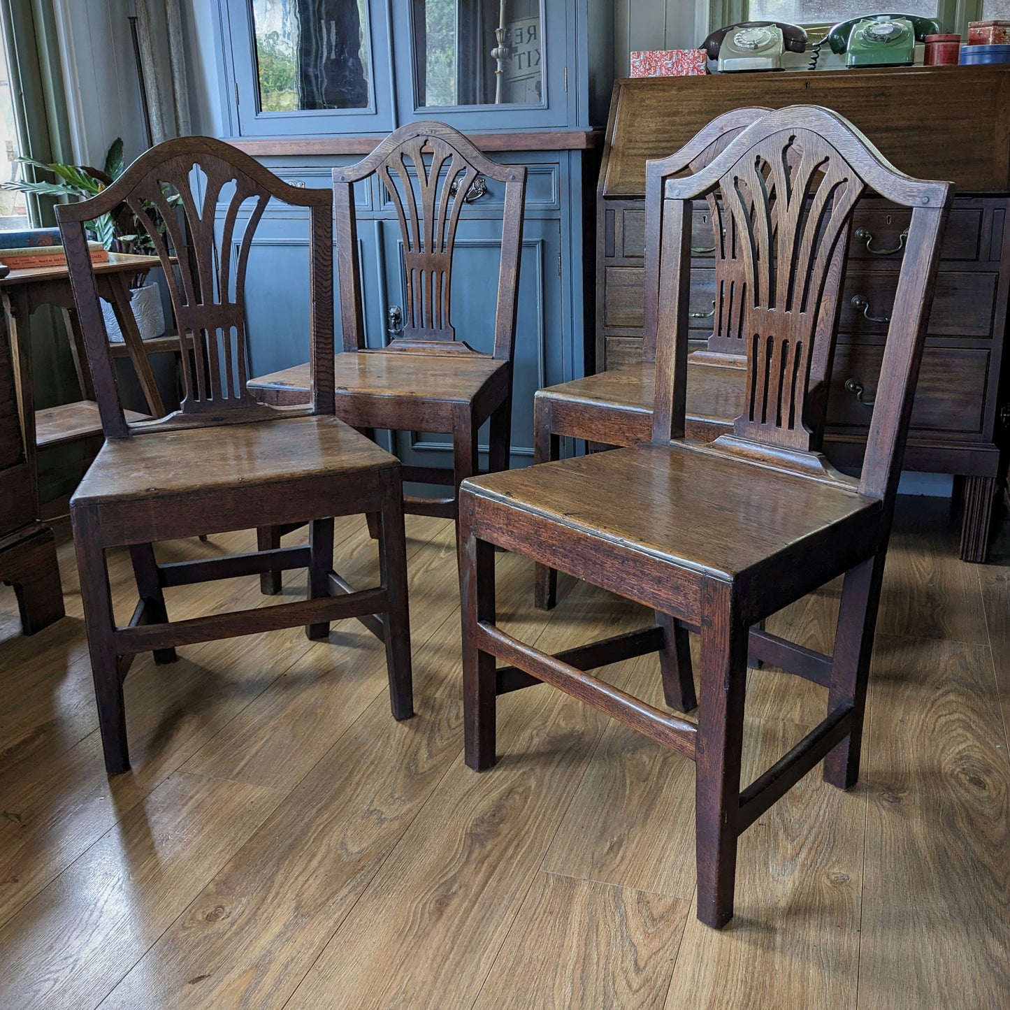 Four Georgian Oak Country Chairs