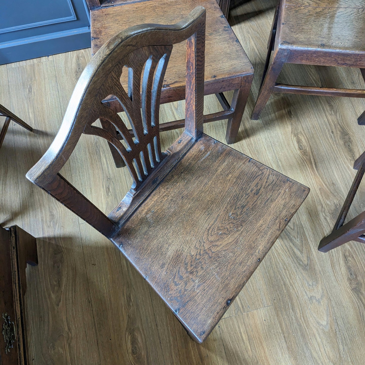 Four Georgian Oak Country Chairs