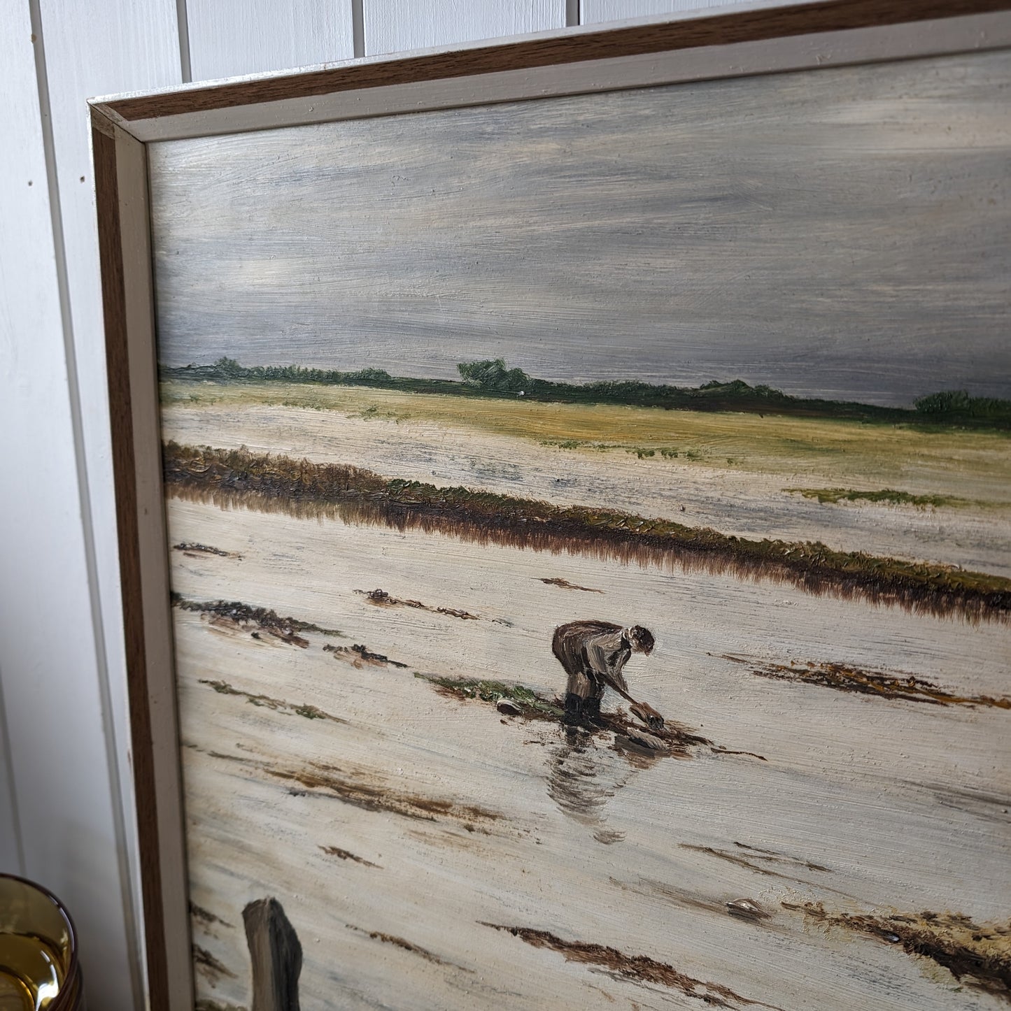Mid Century Oil on Board "The Bait Digger"
