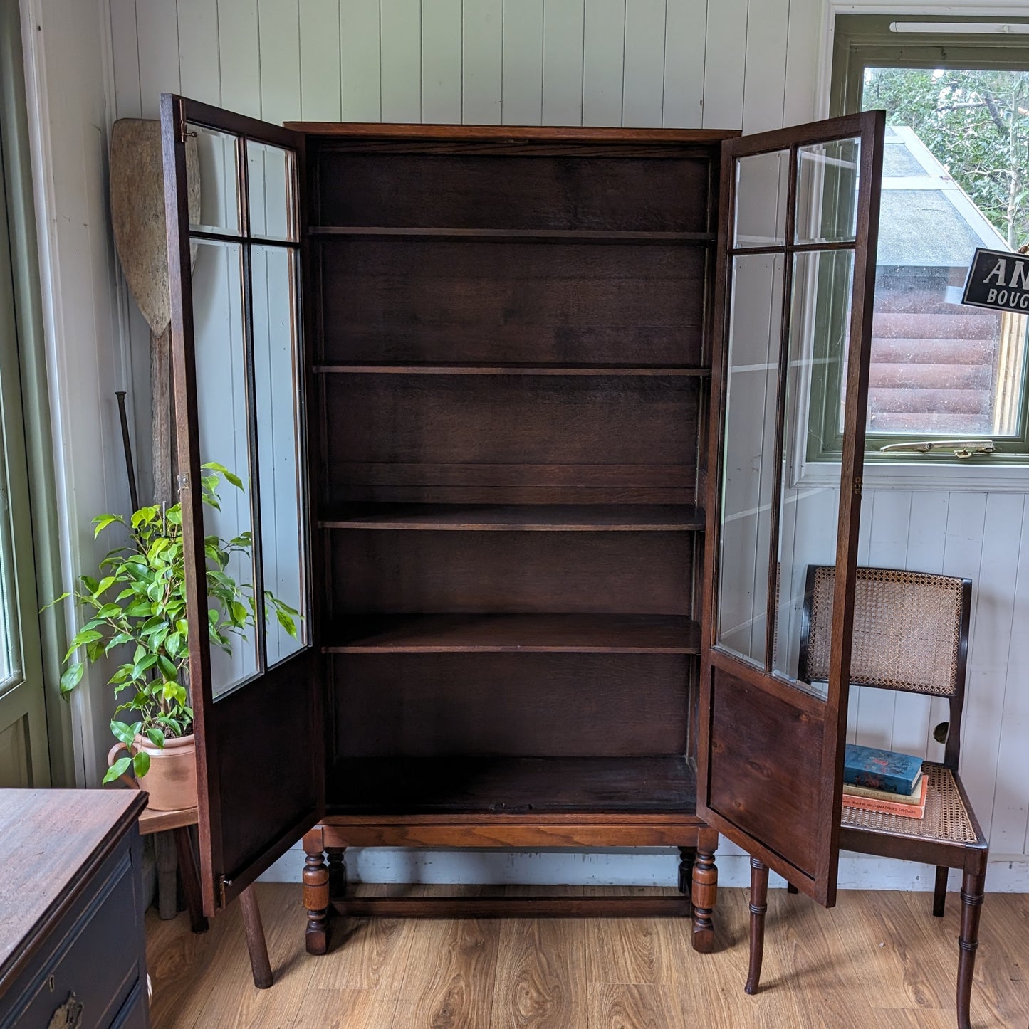 Antique Glazed Oak Bookcase