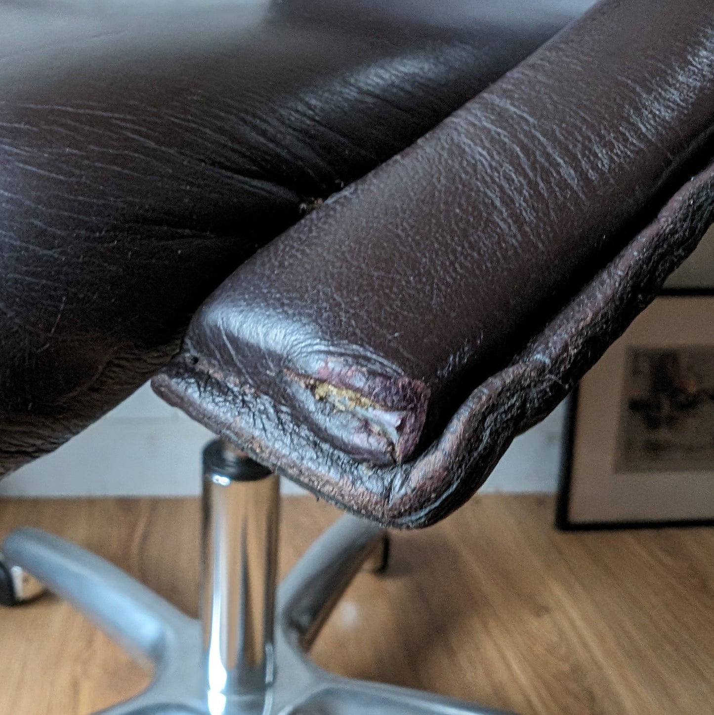 Vintage Leather Desk Chair Manufactured by Frag