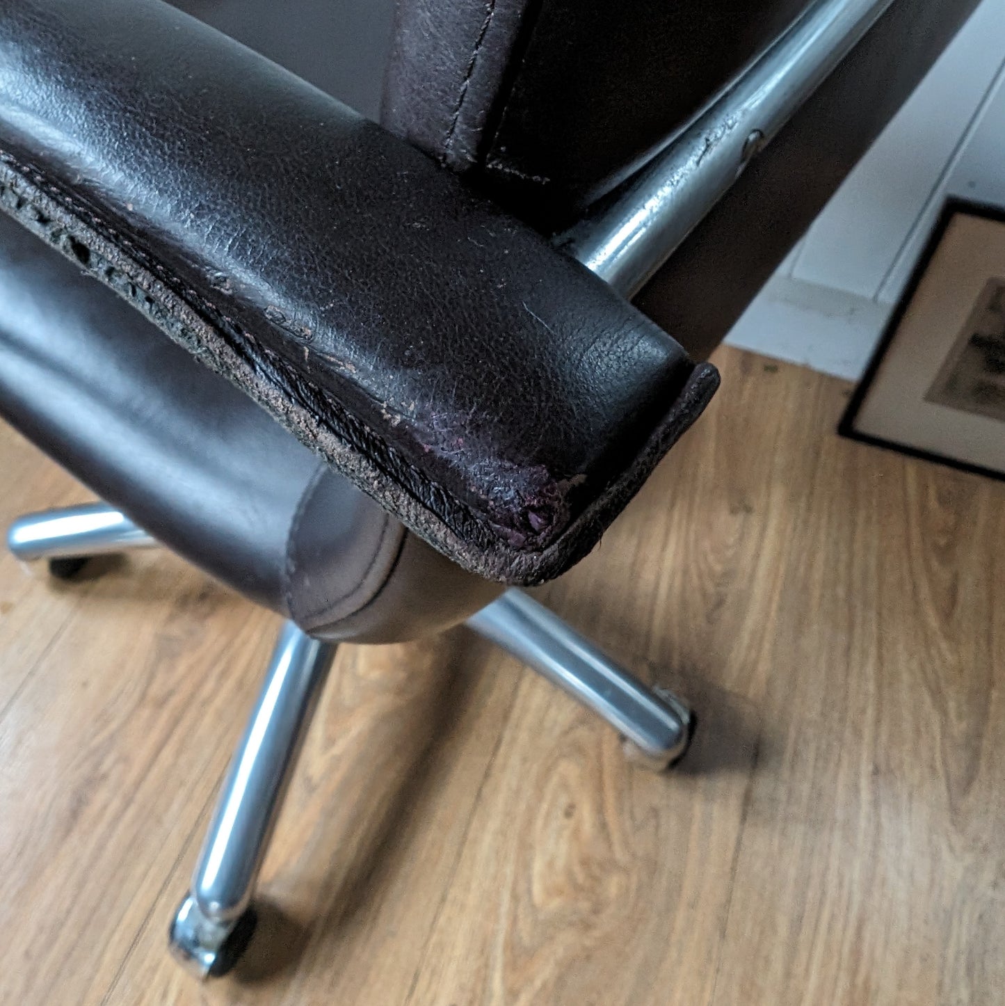 Vintage Leather Desk Chair Manufactured by Frag