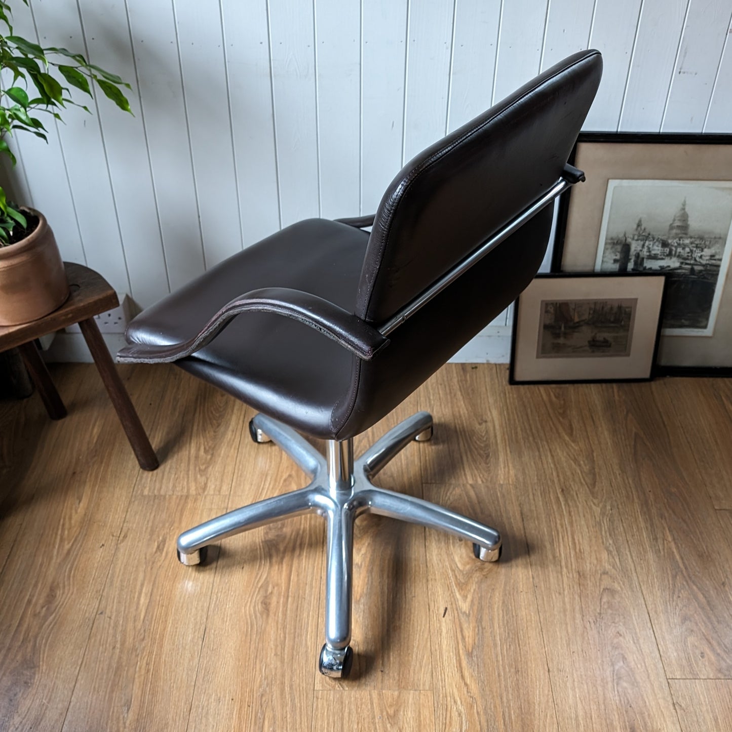 Vintage Leather Desk Chair Manufactured by Frag