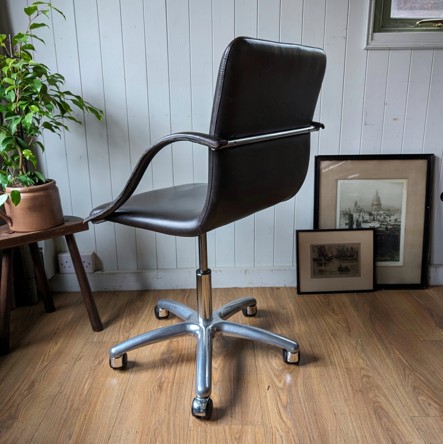 Vintage Leather Desk Chair Manufactured by Frag