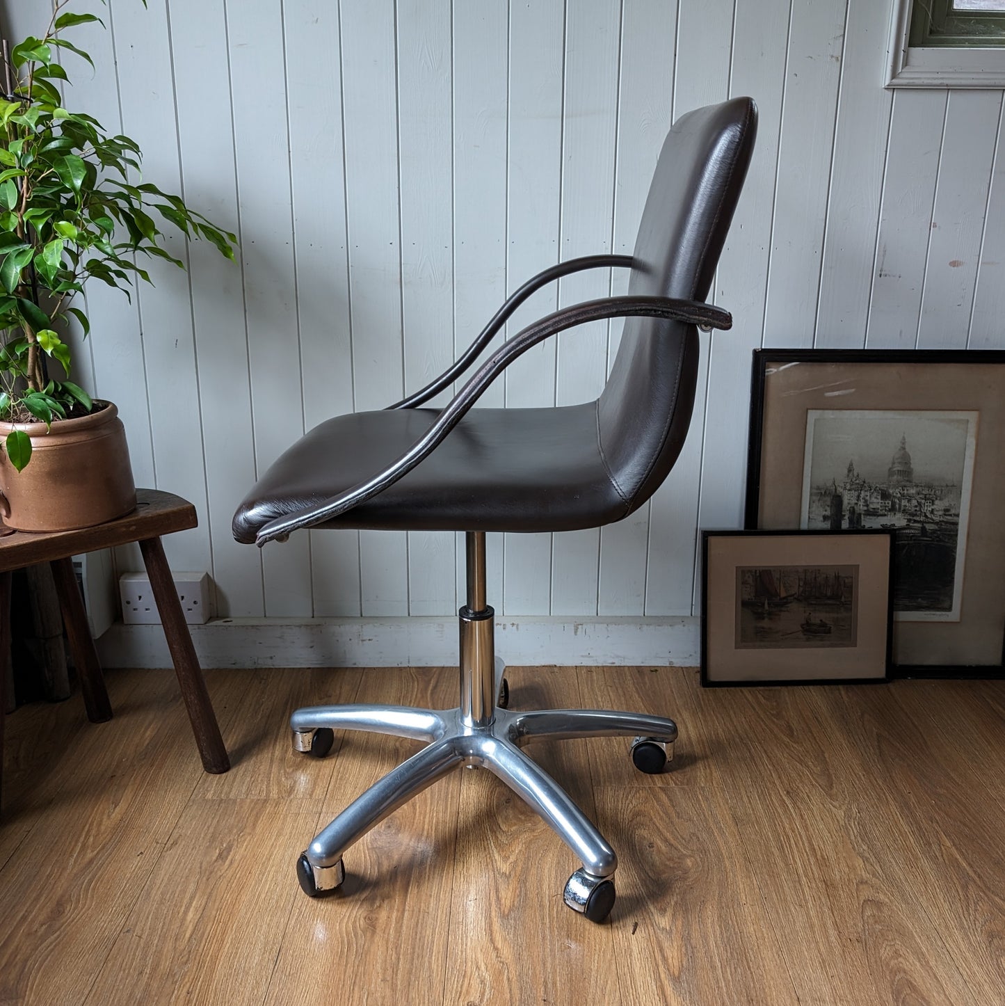 Vintage Leather Desk Chair Manufactured by Frag