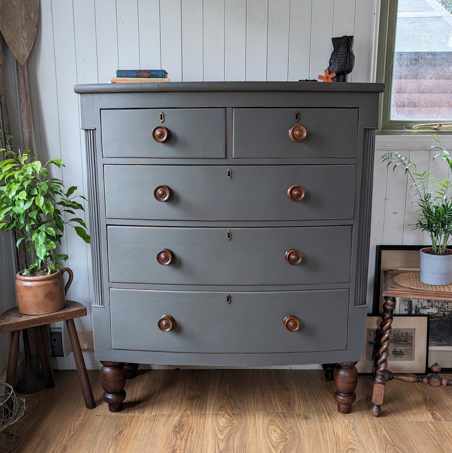 Painted Victorian Bow Front Chest of Drawers