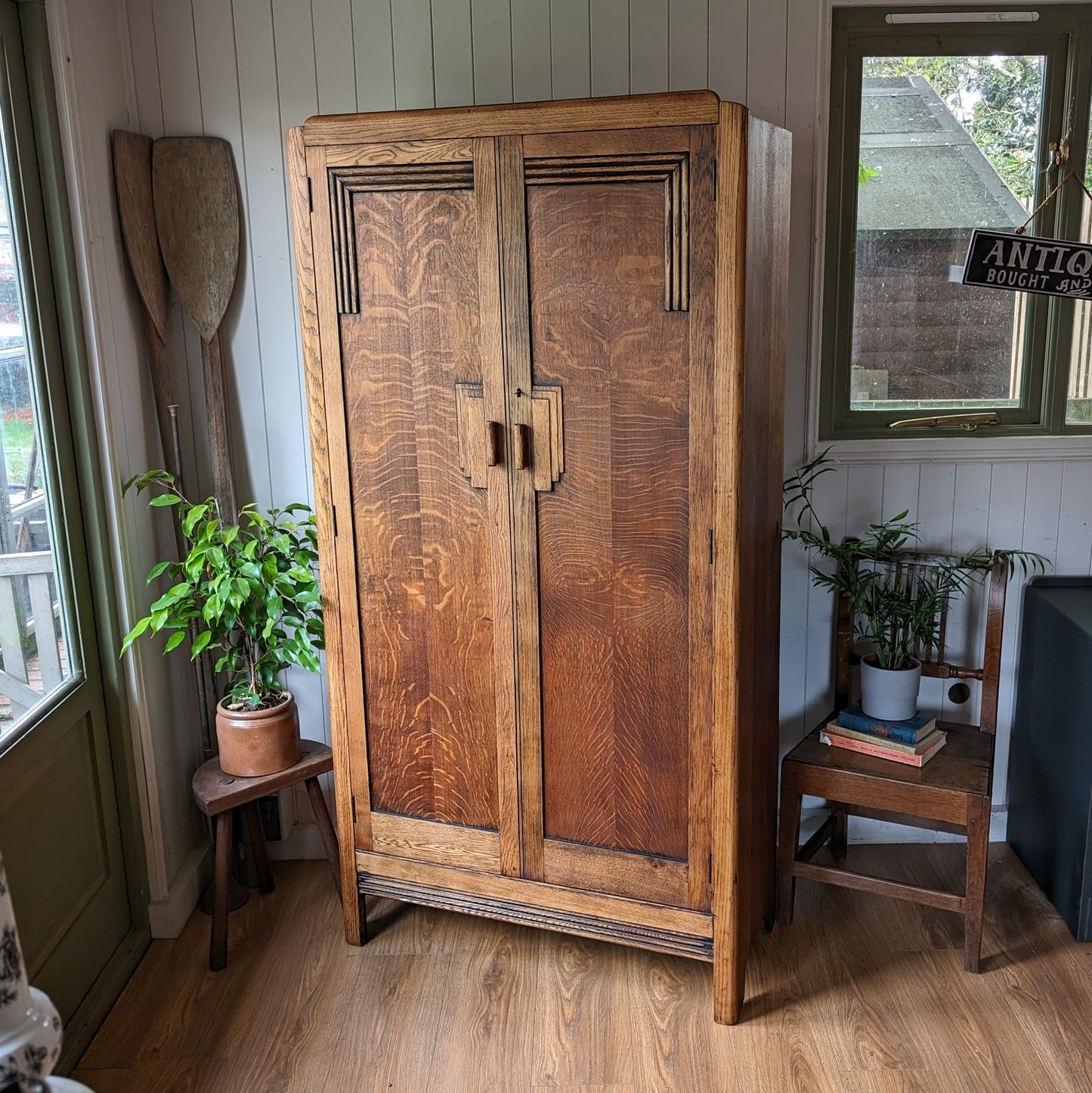 1930s Art Deco Oak Wardrobe