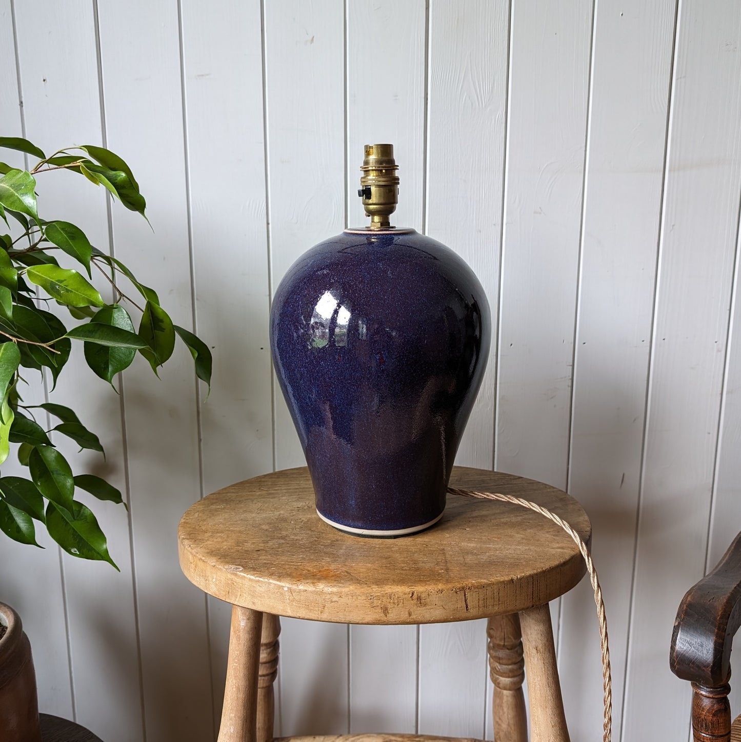 1960s Blue Glazed Ceramic Lamp