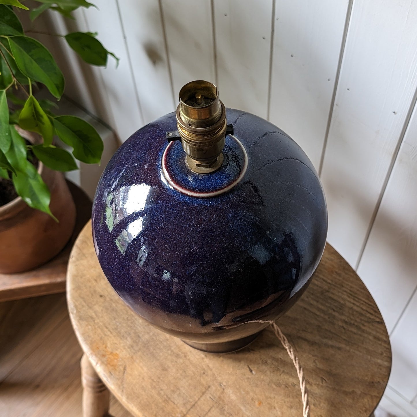 1960s Blue Glazed Ceramic Lamp