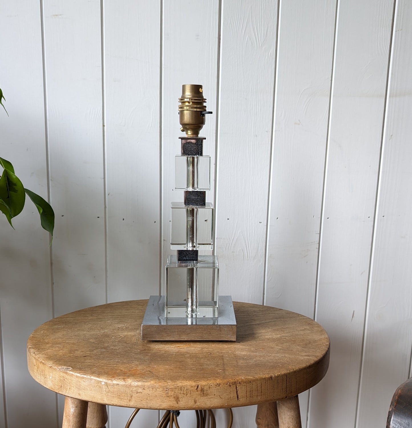 Vintage Glass and Chrome Table Lamp