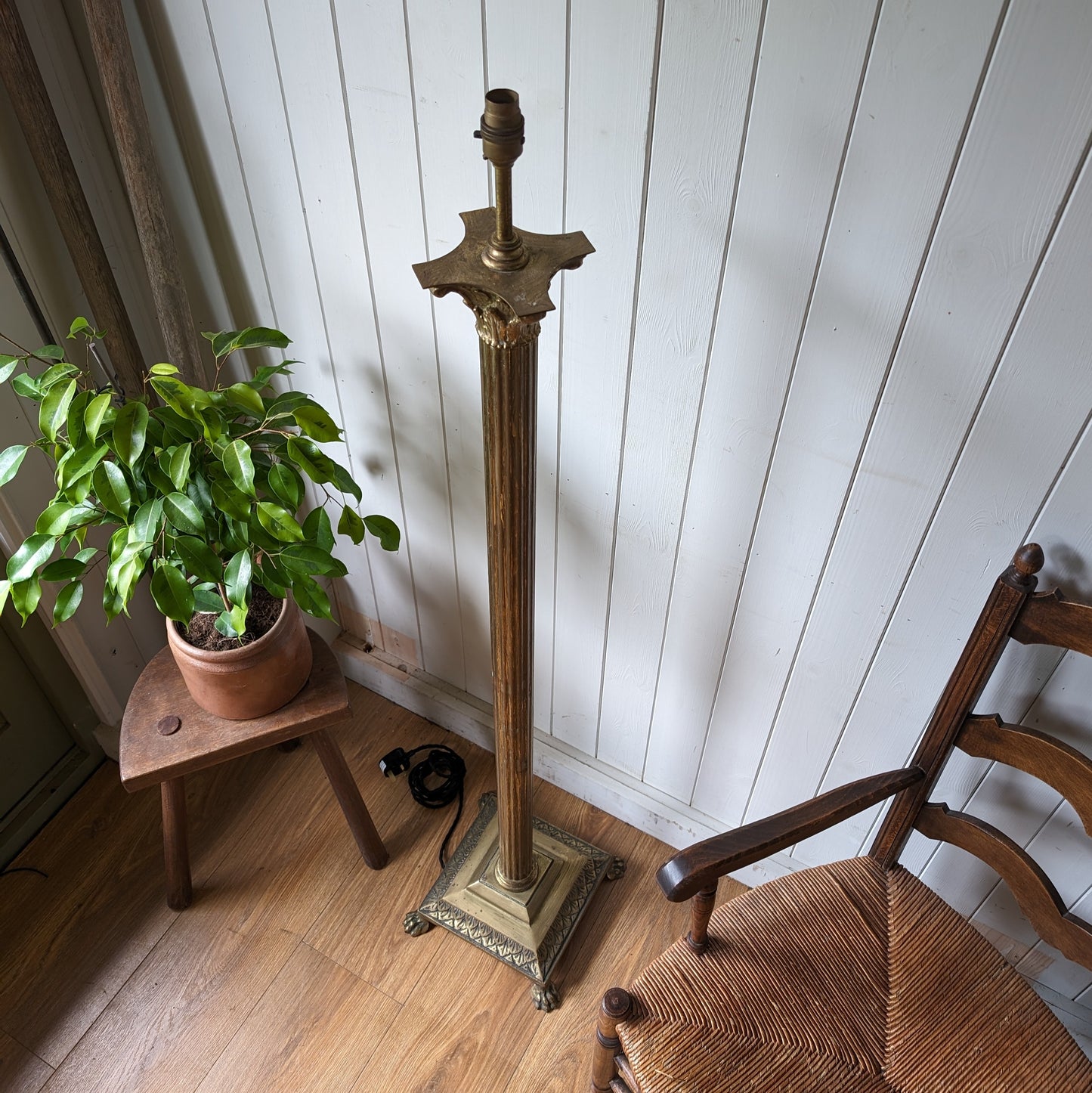 Antique Brass Corinthian Floor Lamp