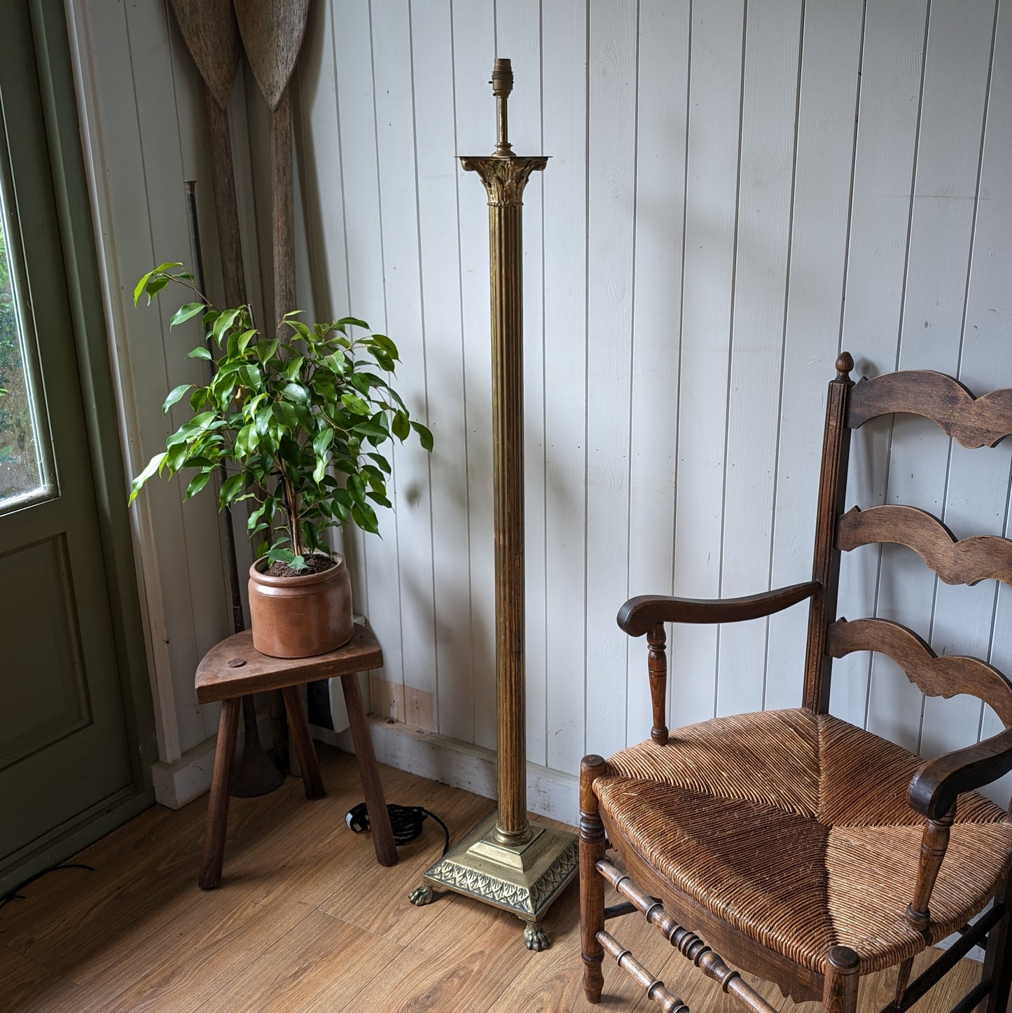 Antique Brass Corinthian Floor Lamp