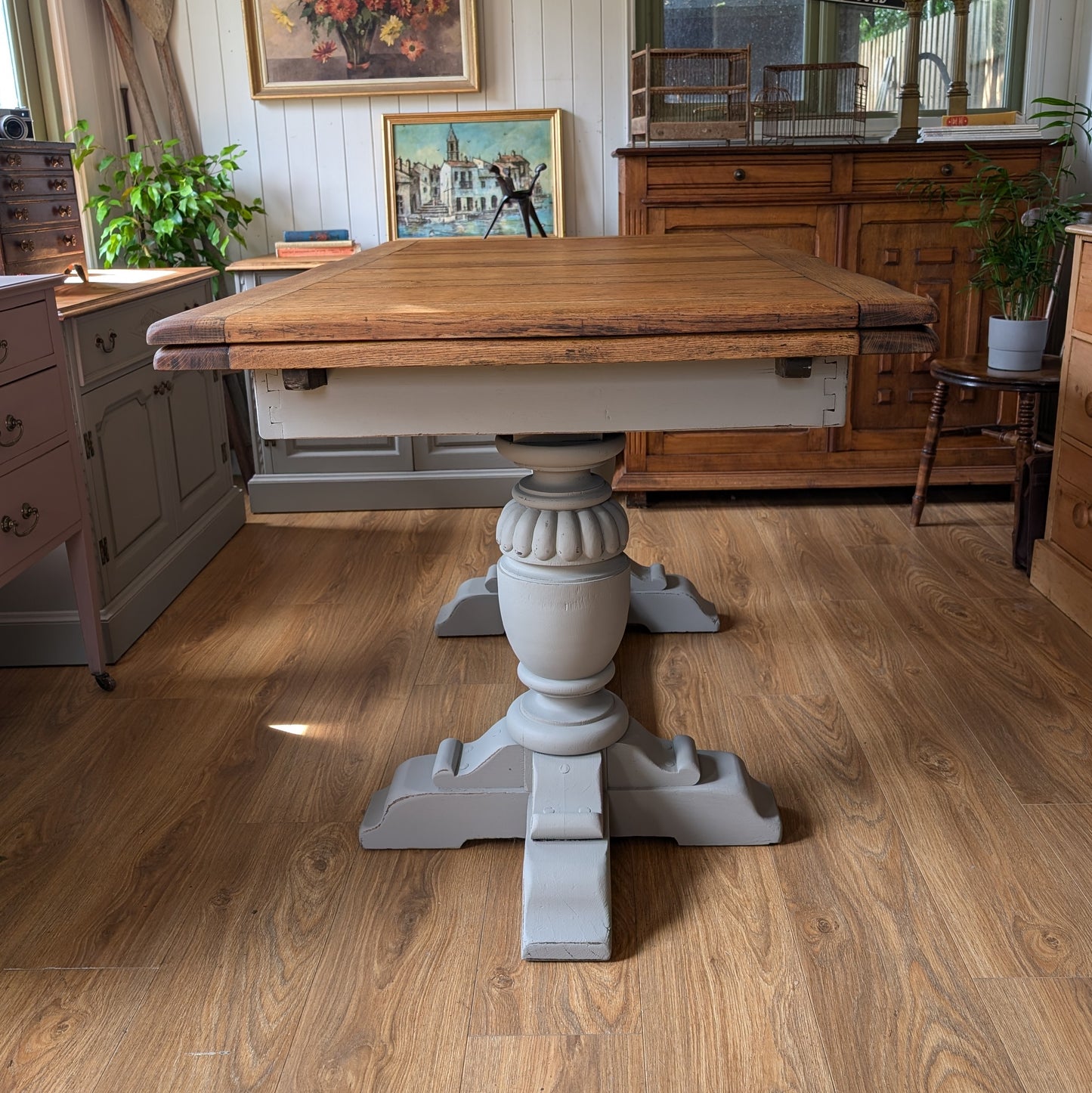 Antique Oak Draw Leaf Table