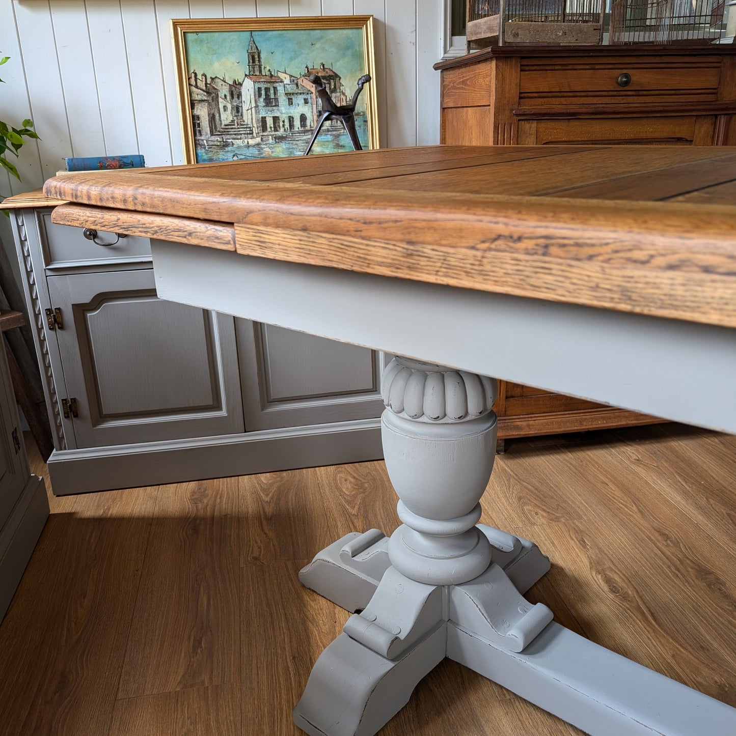 Antique Oak Draw Leaf Table
