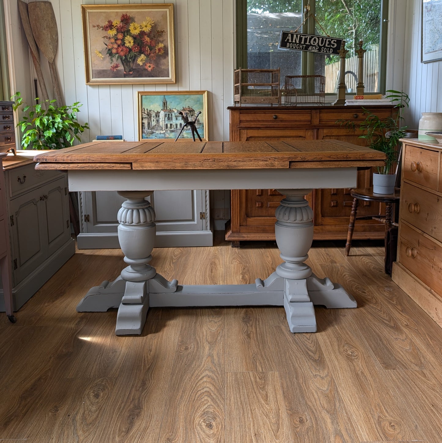 Antique Oak Draw Leaf Table