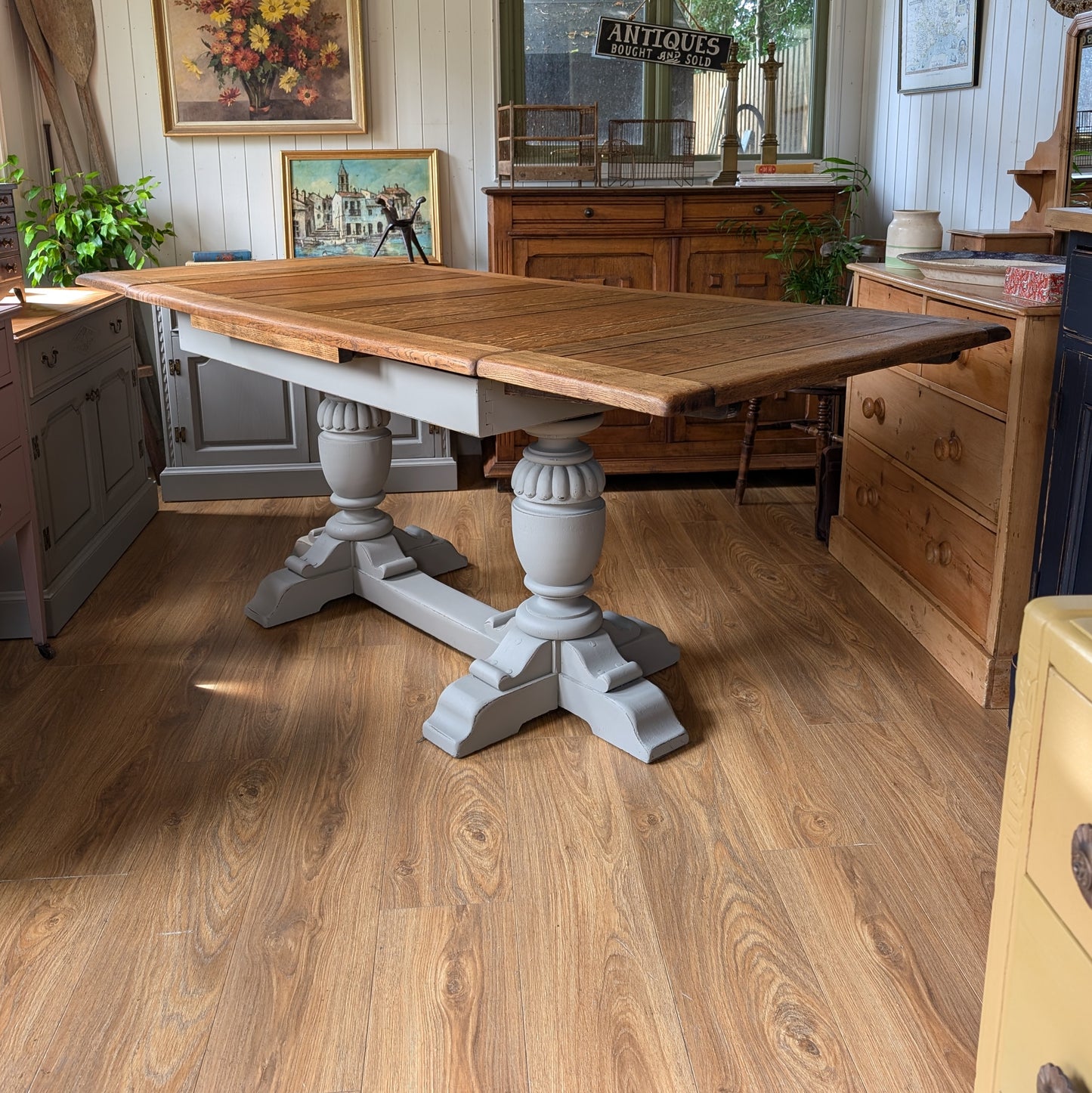 Antique Oak Draw Leaf Table