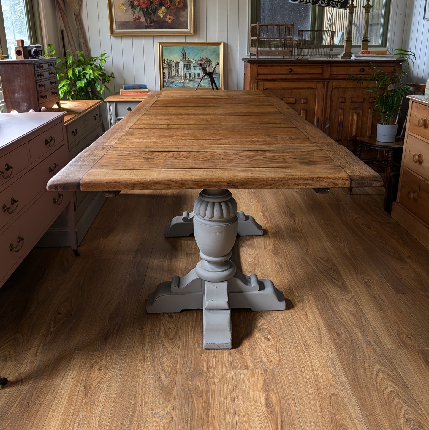 Antique Oak Draw Leaf Table