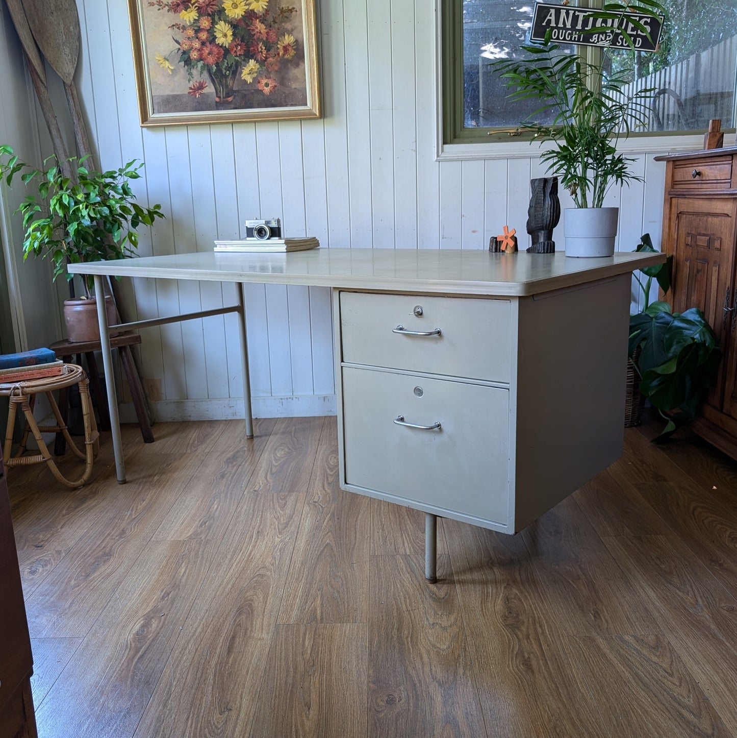 1970s Steel Ministry of Defence Desk