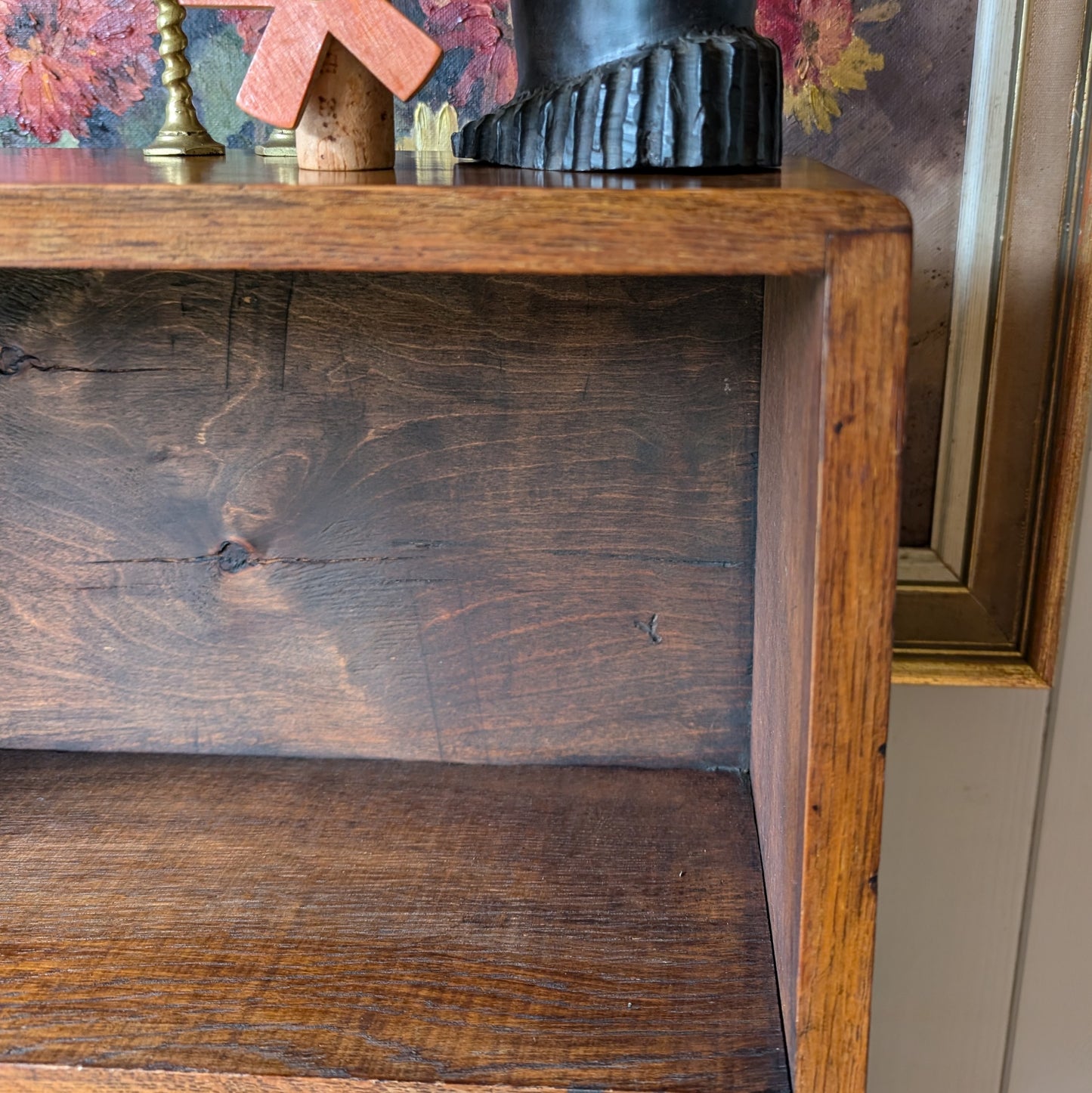 Shallow Antique Oak Bookcase