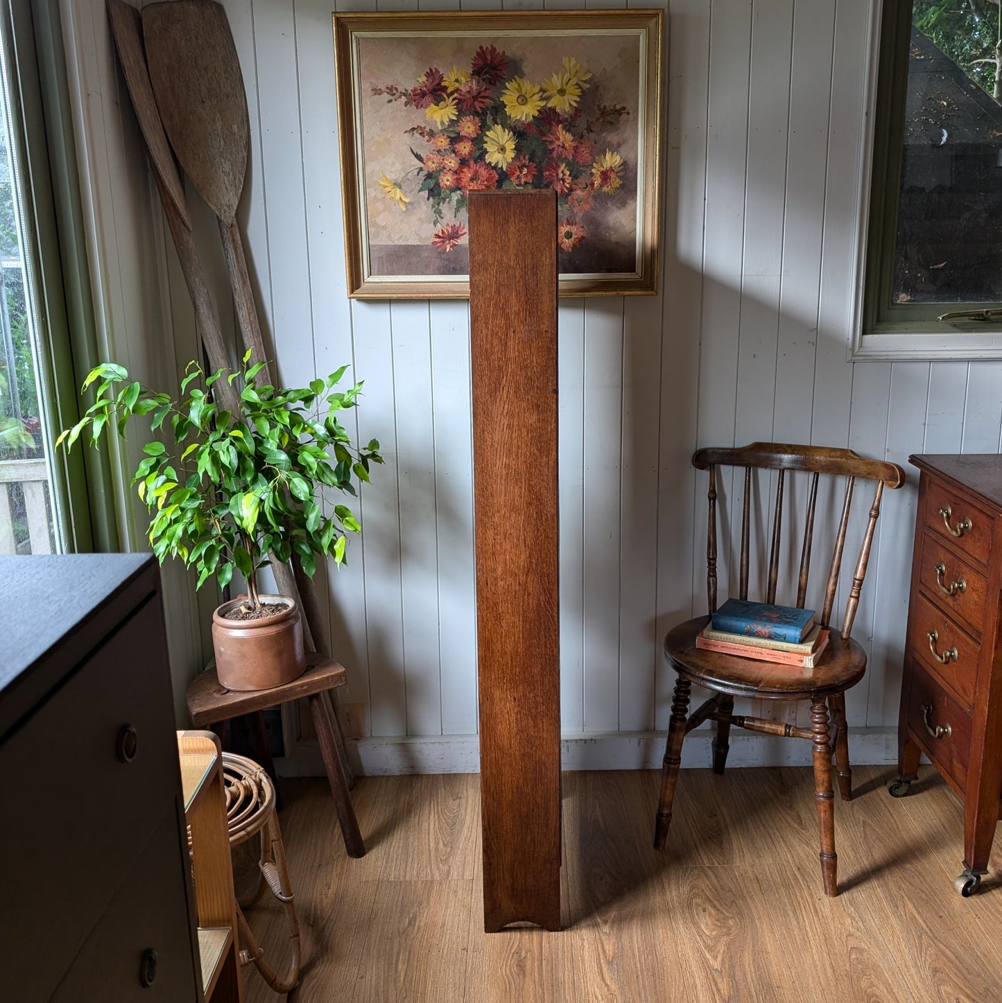 Shallow Antique Oak Bookcase