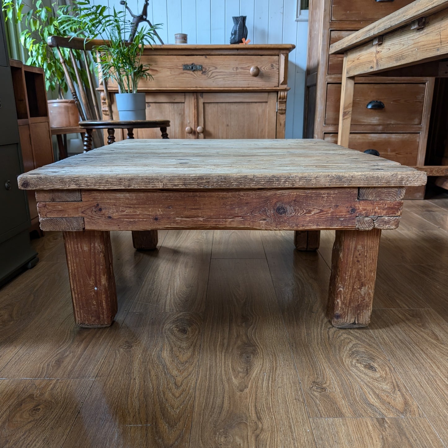 Rustic Victorian Pine Coffee Table