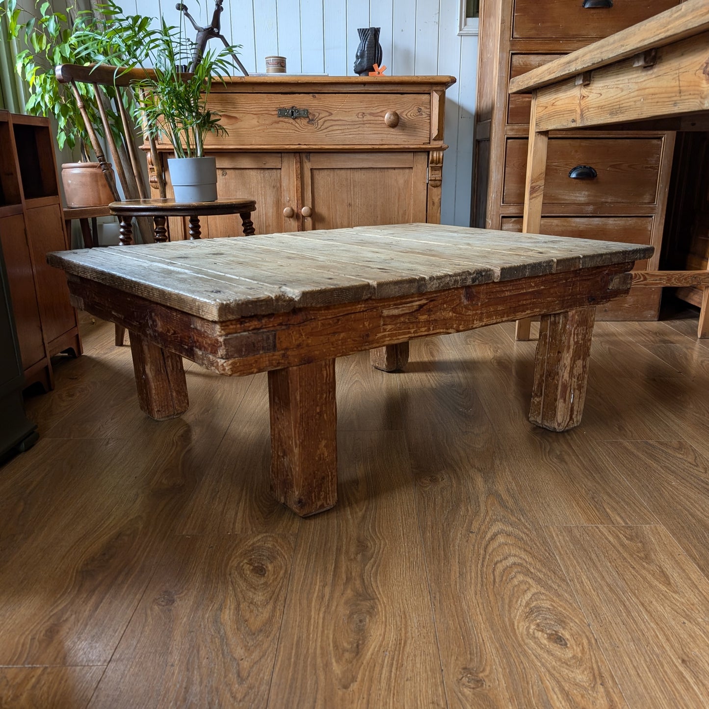 Rustic Victorian Pine Coffee Table