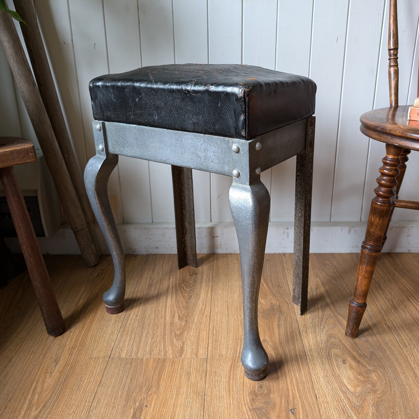 Unusual Cast Aluminium Antique Stool