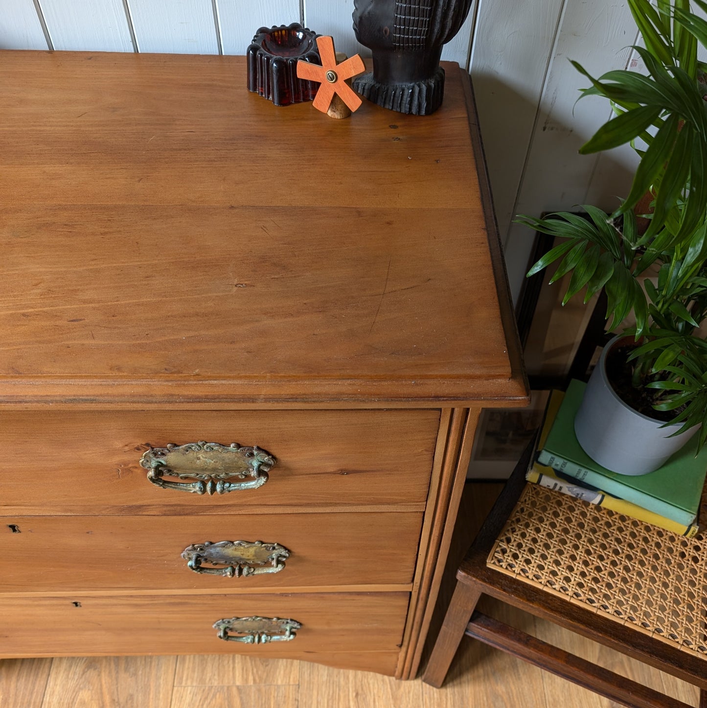 Small Satin Walnut Antique Chest of Drawers