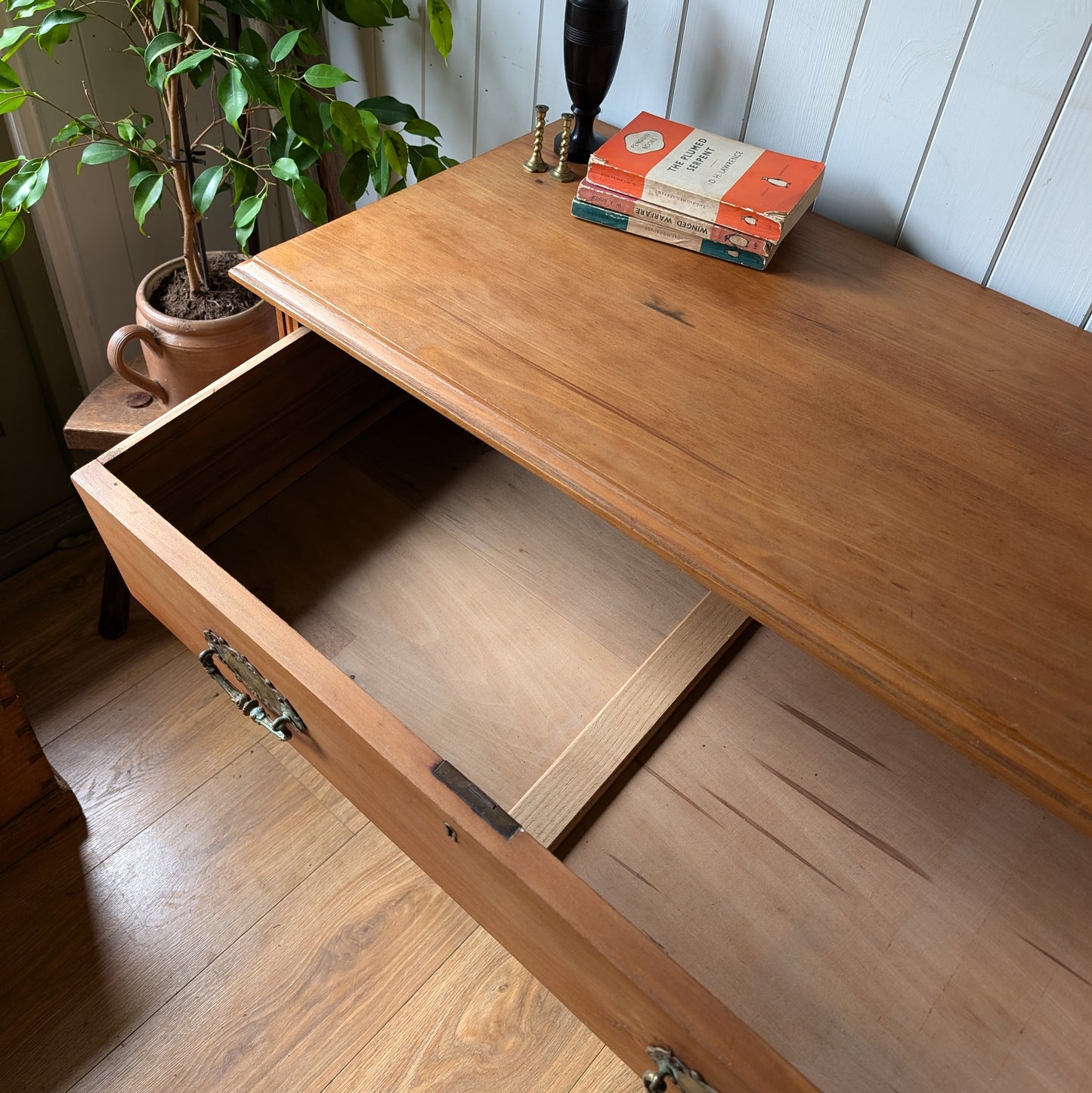 Small Satin Walnut Antique Chest of Drawers