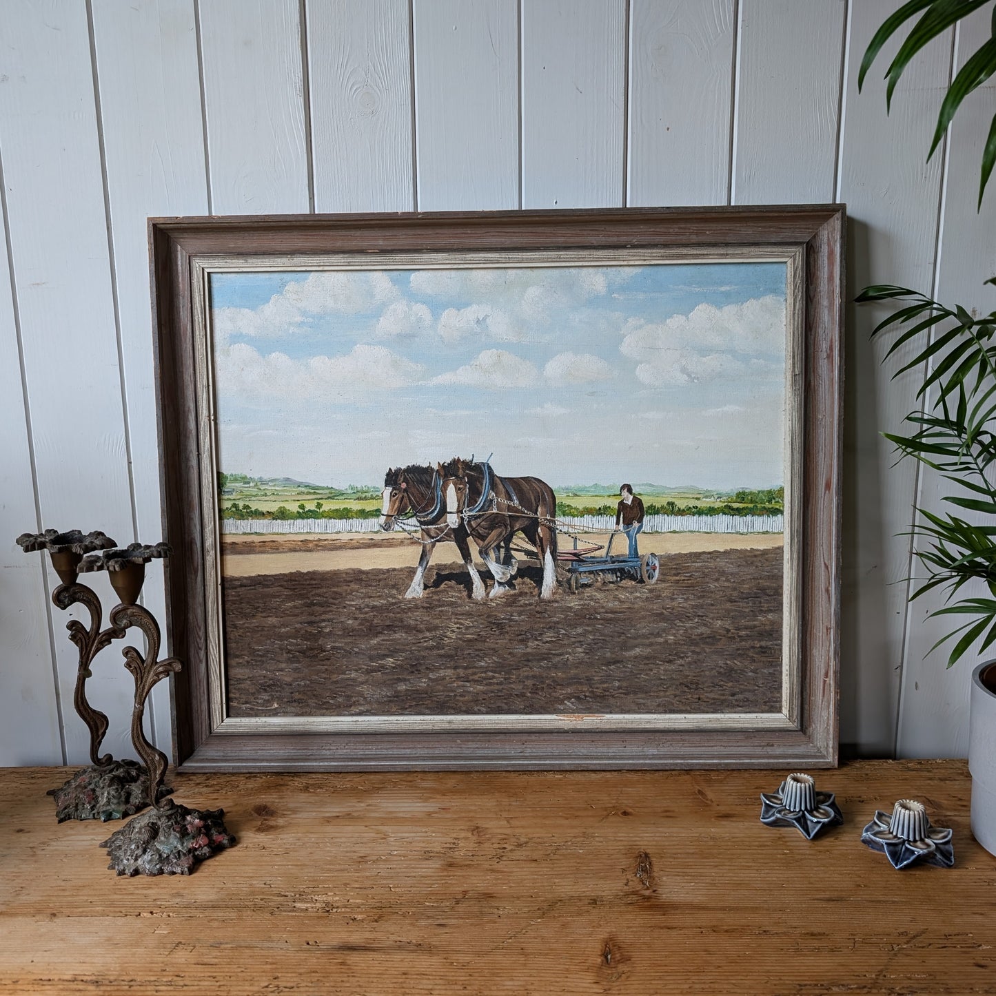 Vintage Oil Painting 'The Ploughman'