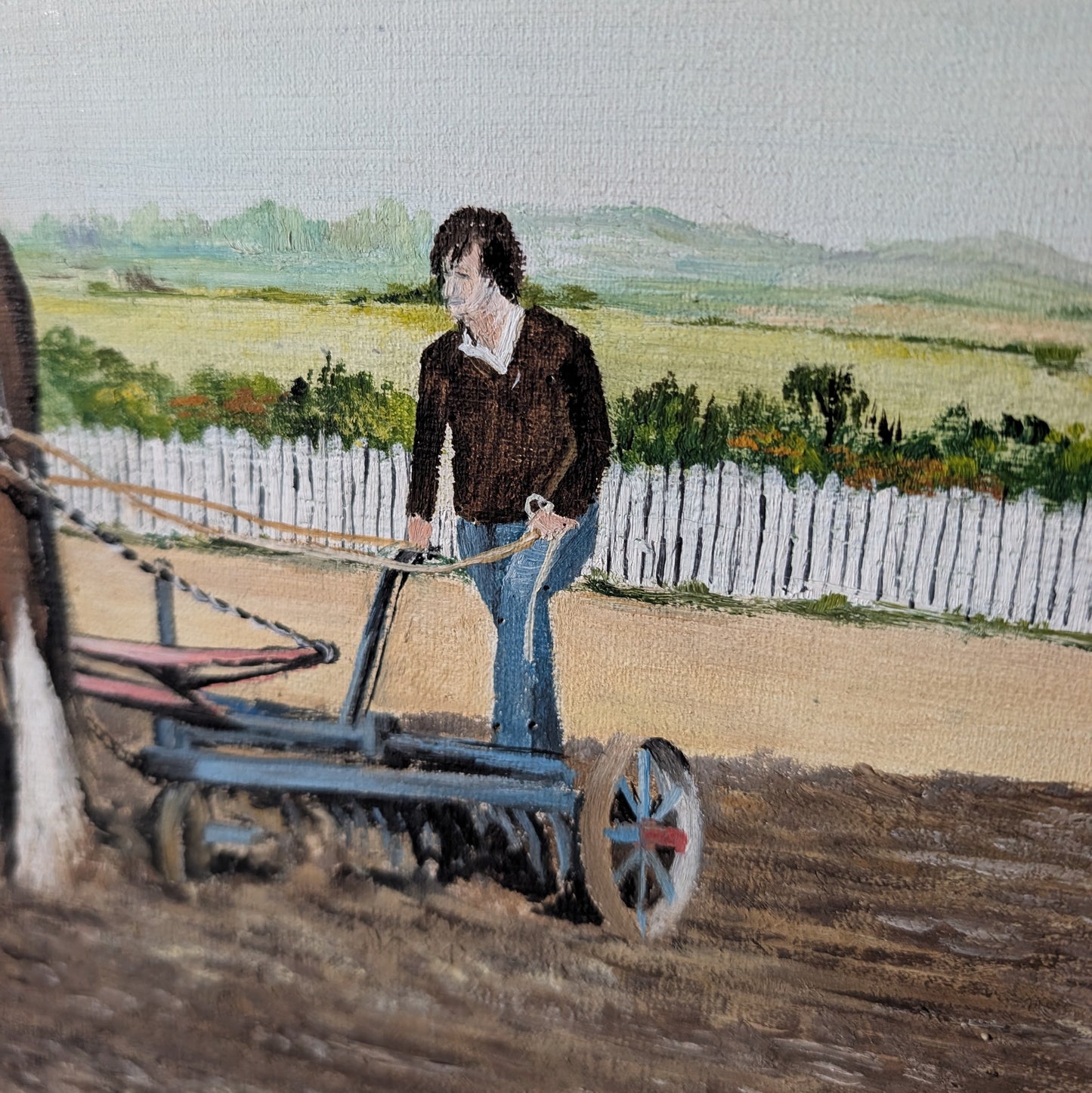 Vintage Oil Painting 'The Ploughman'