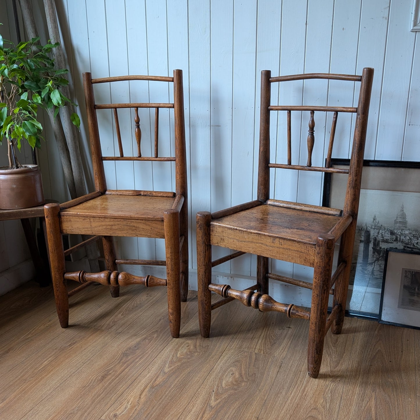 Pair of 19c Country Chairs