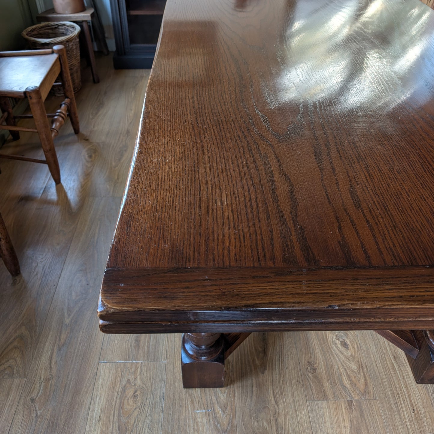 Large Vintage Oak Draw Leaf Table