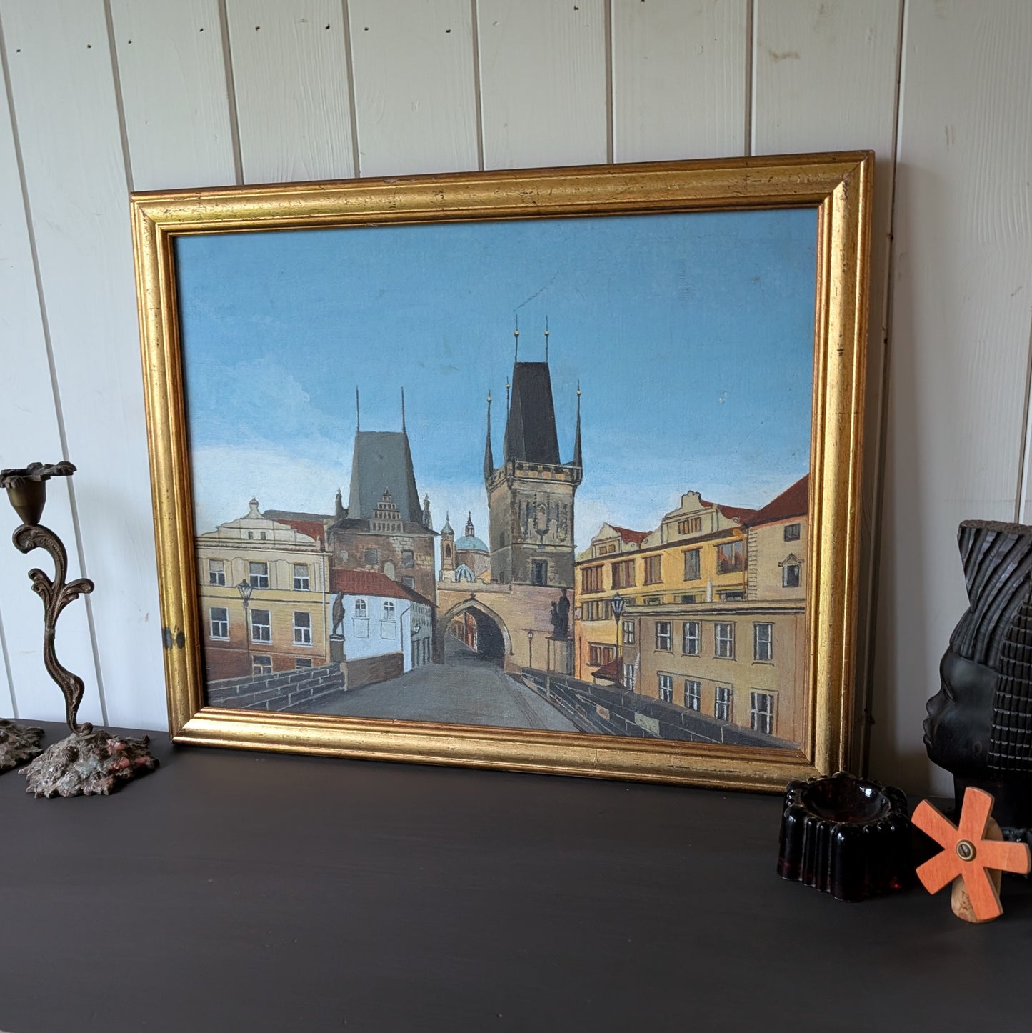 Vintage Oil Painting of Prague