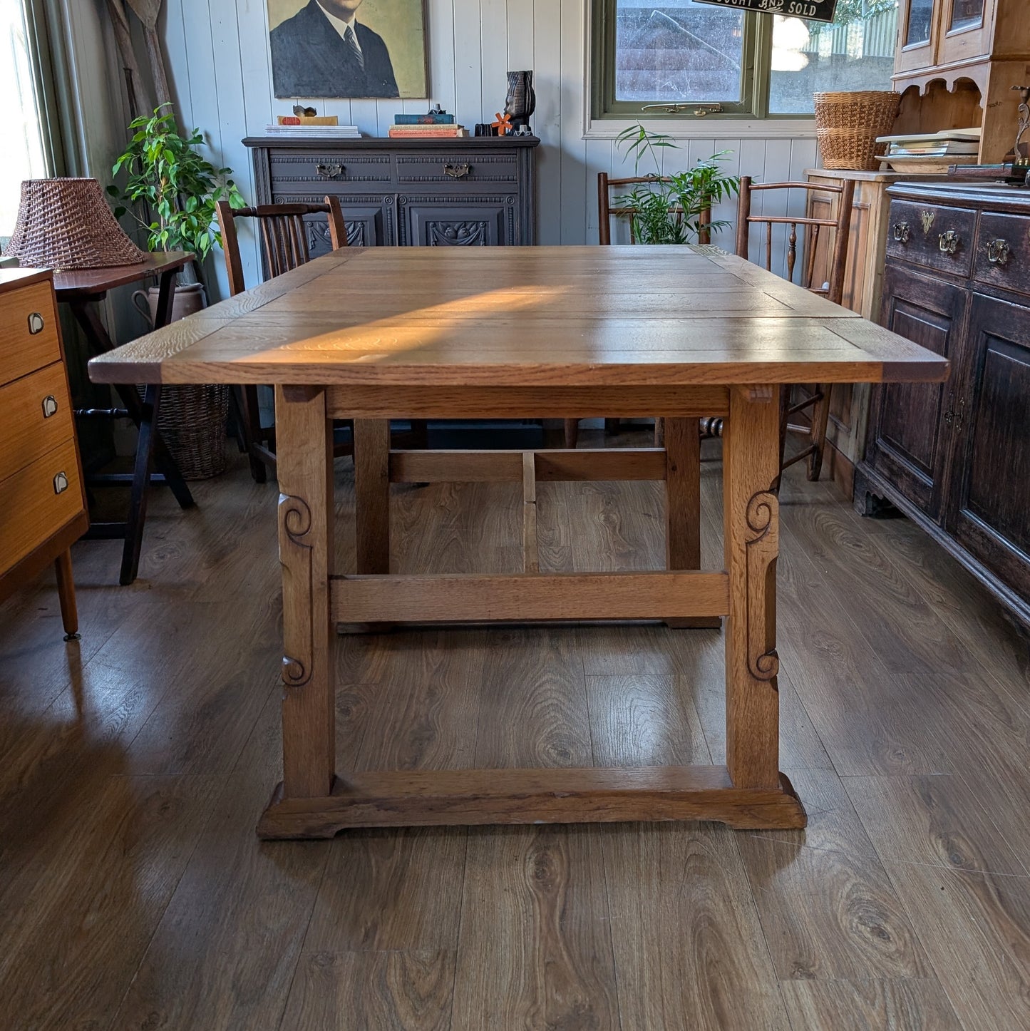 Antique Arts and Crafts Oak Dining Table