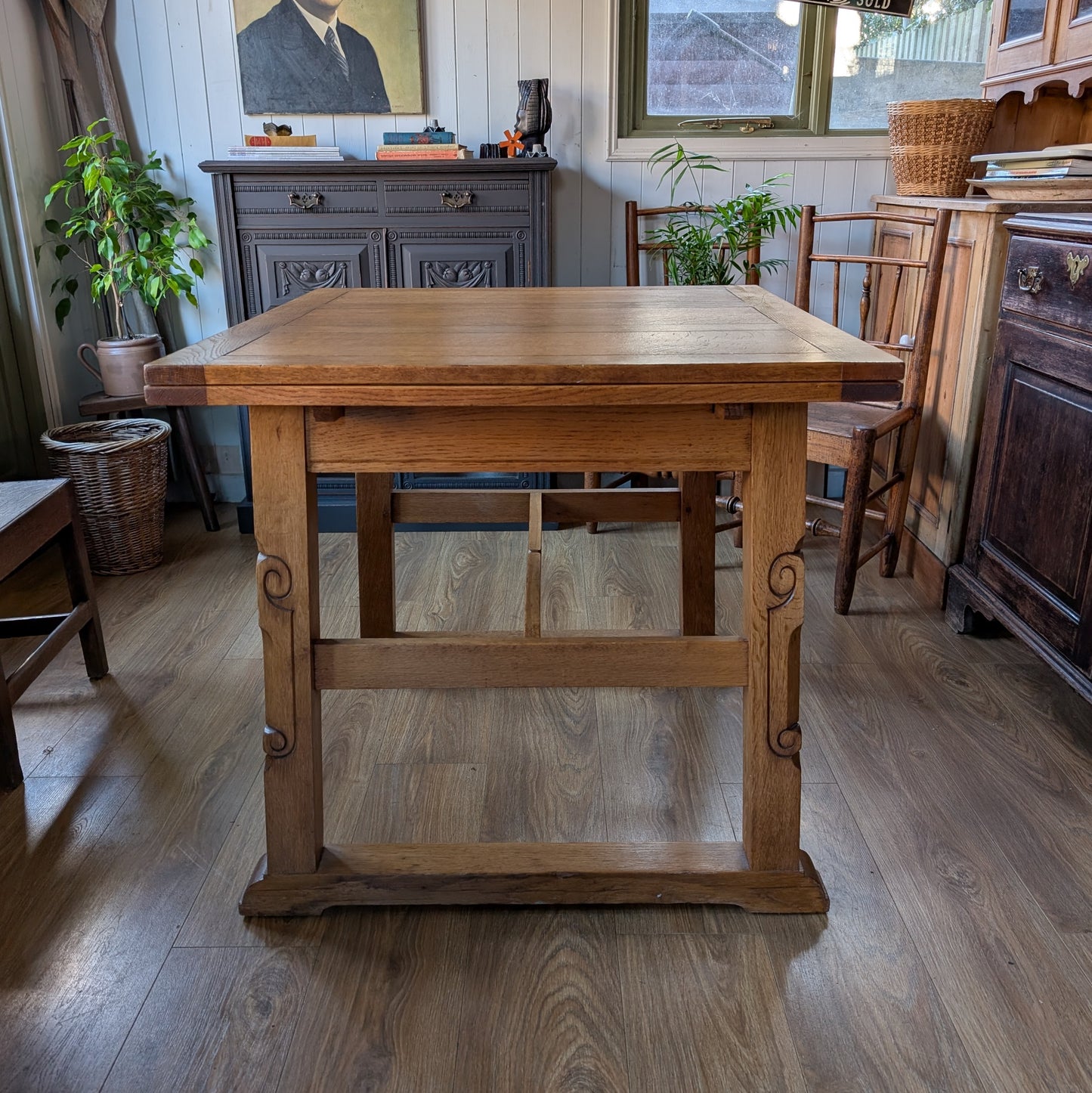 Antique Arts and Crafts Oak Dining Table