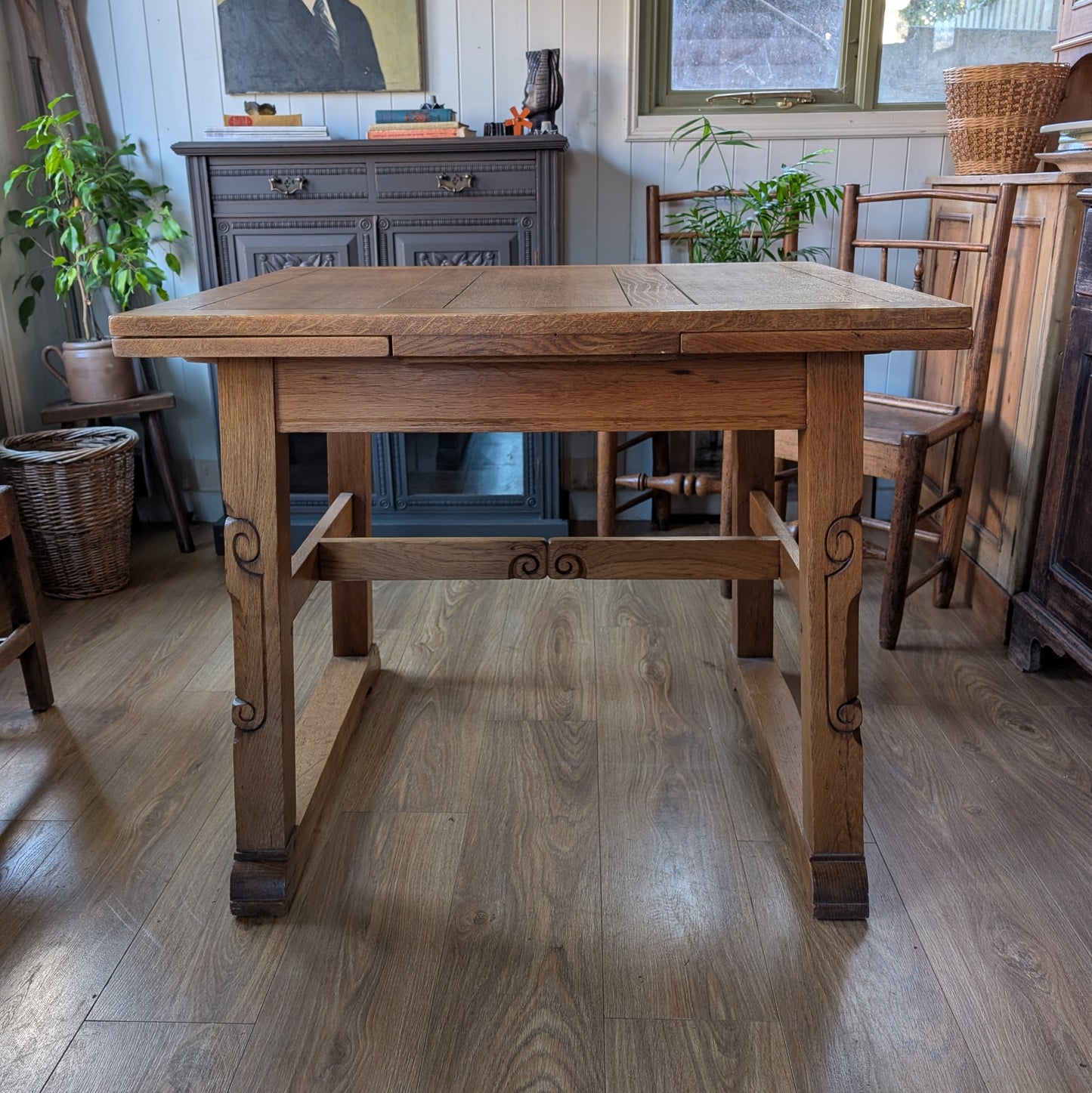 Antique Arts and Crafts Oak Dining Table