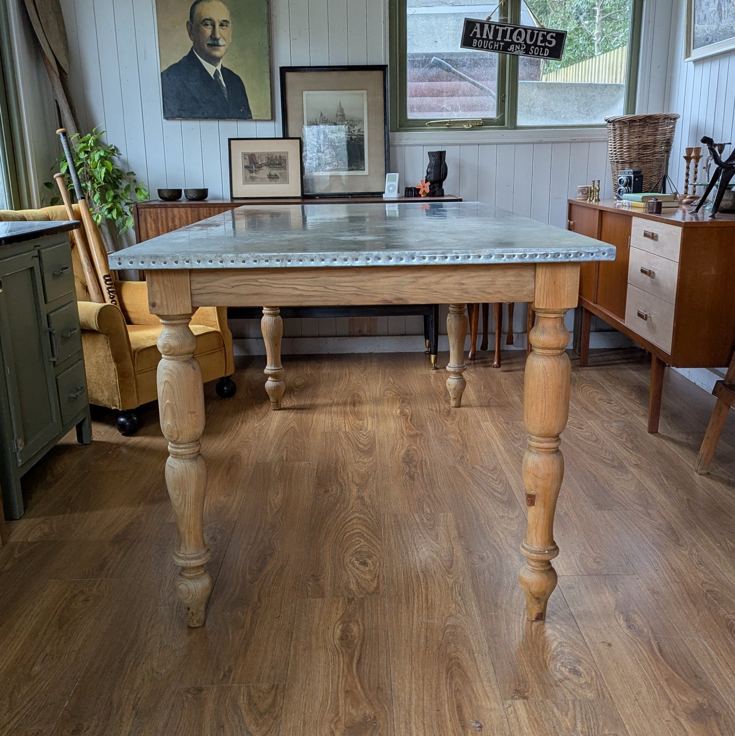 Zinc Topped 8 Seater Dining Table