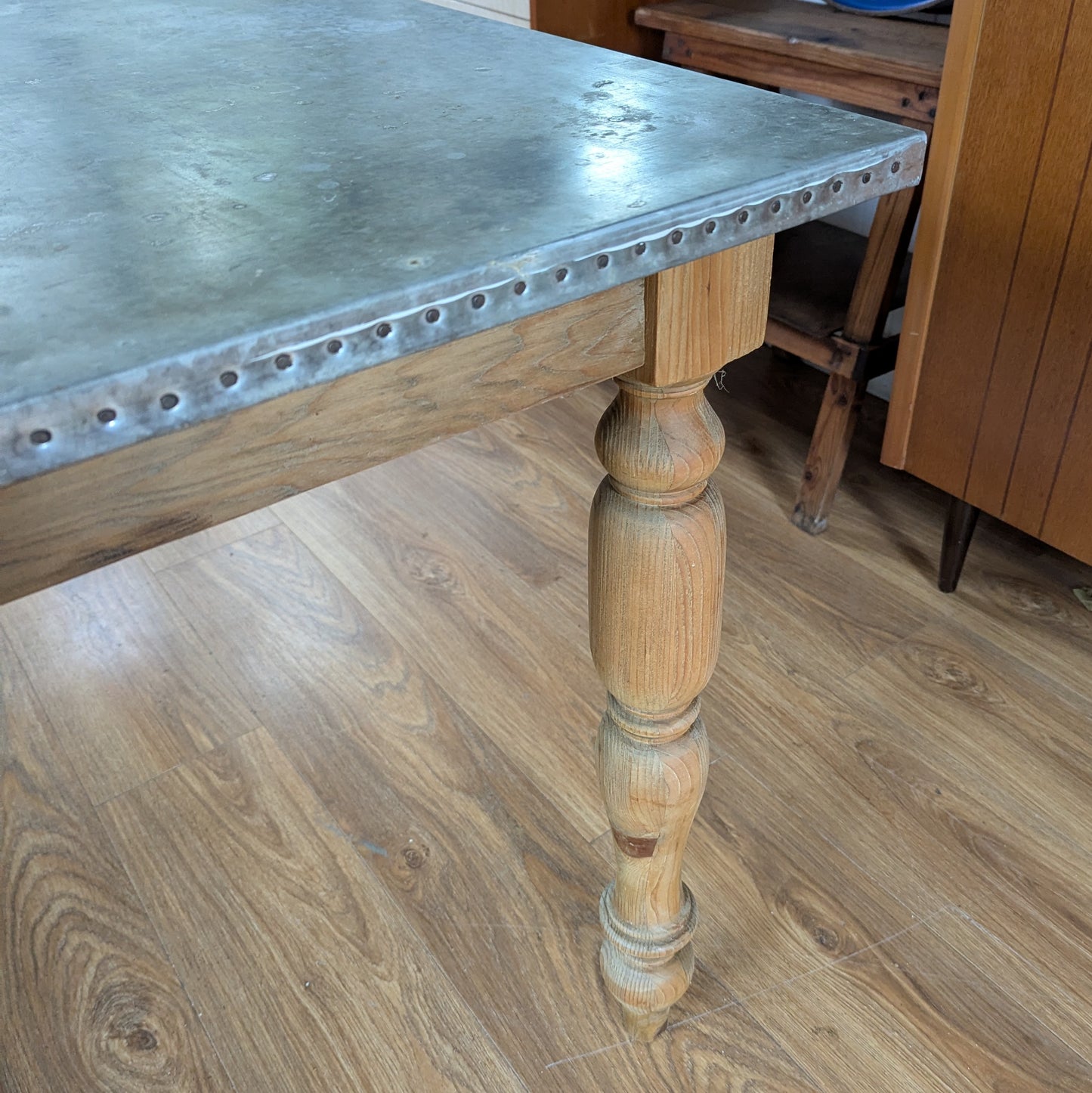 Zinc Topped 8 Seater Dining Table