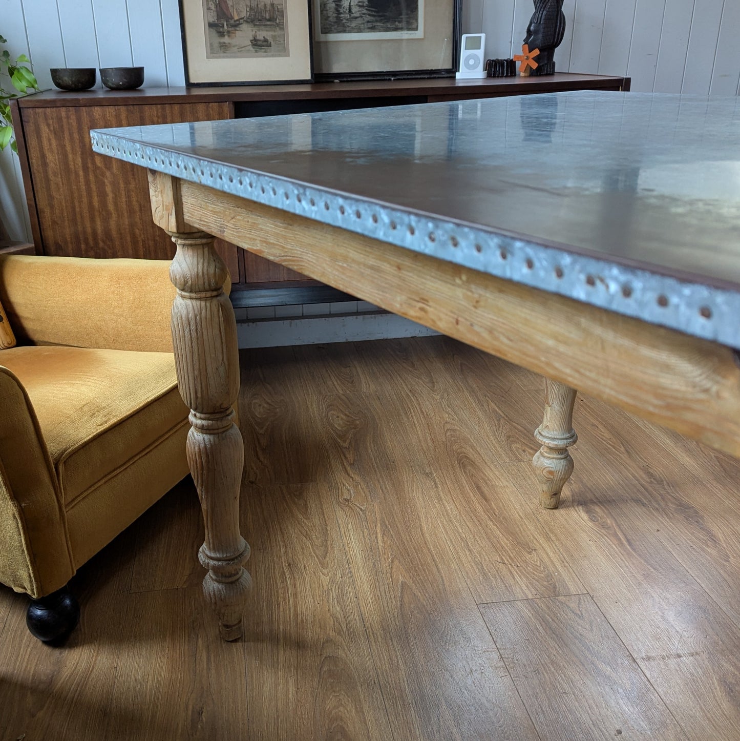 Zinc Topped 8 Seater Dining Table